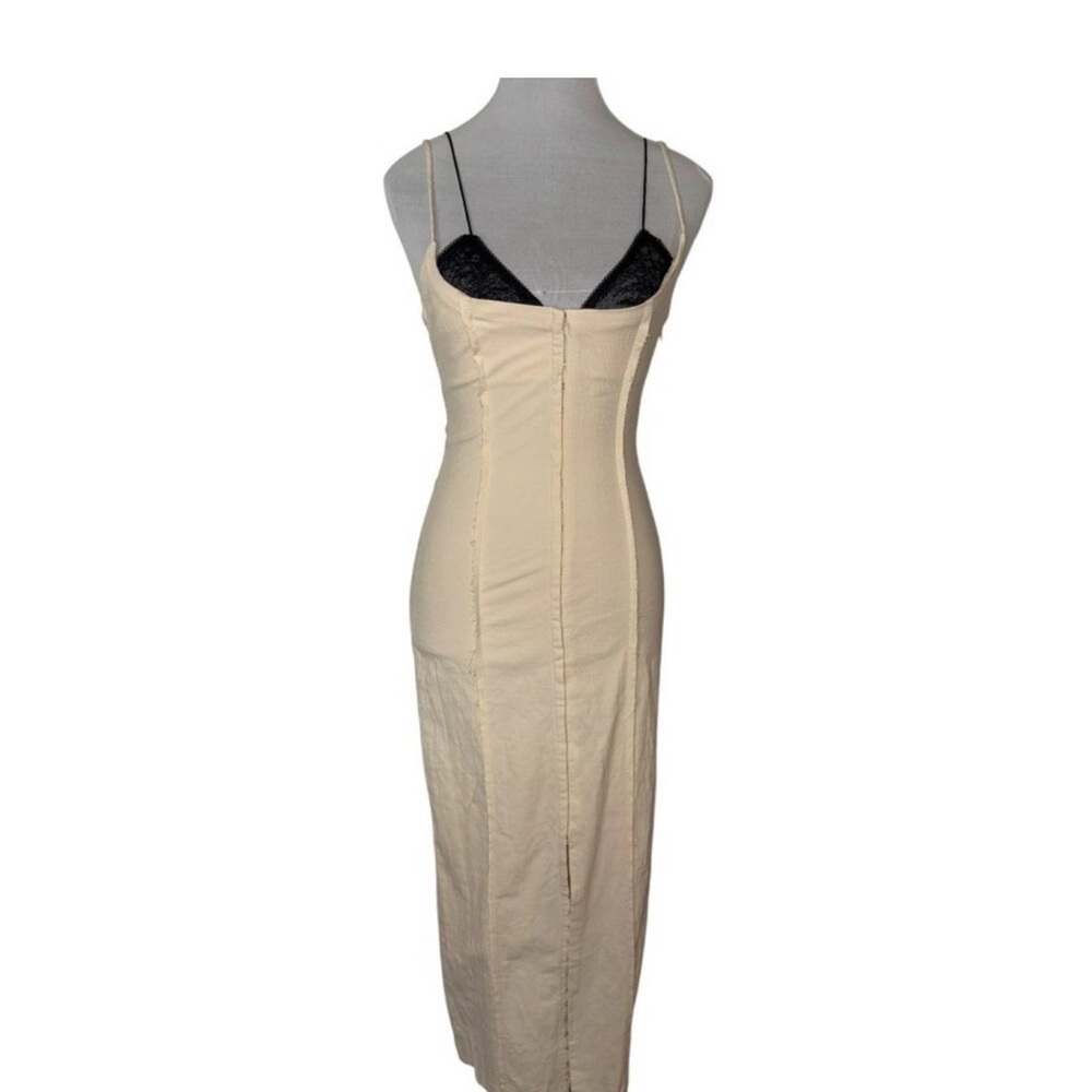 Zara Cream Maxi Slip Dress with Black Contrast